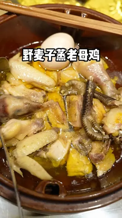 野麦子蒸老母鸡